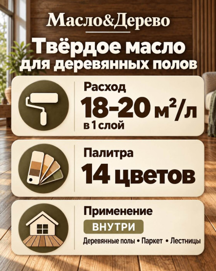 Твёрдое масло для деревянных полов «Масло &amp; Дерево»