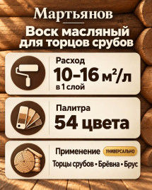 Воск масляный для торцов срубов «Мартьянов»