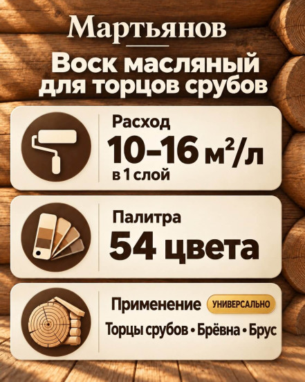 Воск масляный для торцов срубов «Мартьянов»