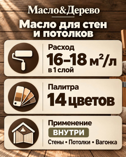 Масло для стен и потолков «Масло &amp; Дерево»