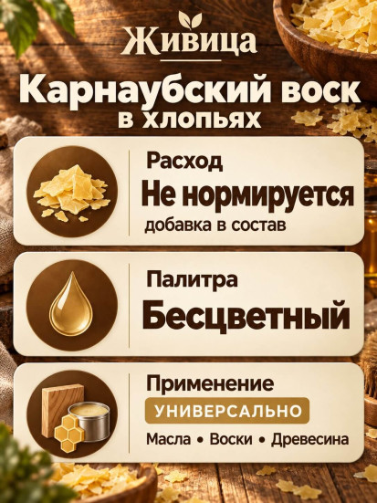 Натуральный карнаубский воск в хлопьях «Живица»