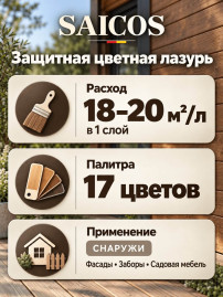 Защитная цветная лазурь «Saicos» Holzlasur