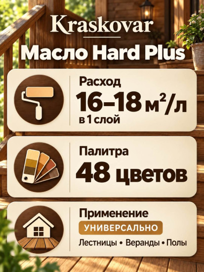 Масло повышенной прочности для лестниц и веранд Kraskovar Hard Plus