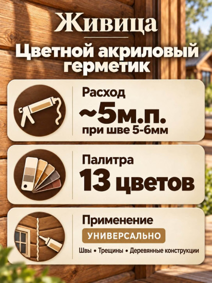 Цветной акриловый герметик для дерева «Живица»
