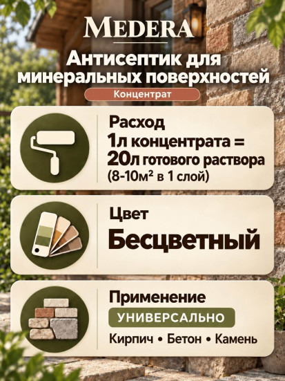 Антисептик для минеральных поверхностей «Medera-120» (концентрат)